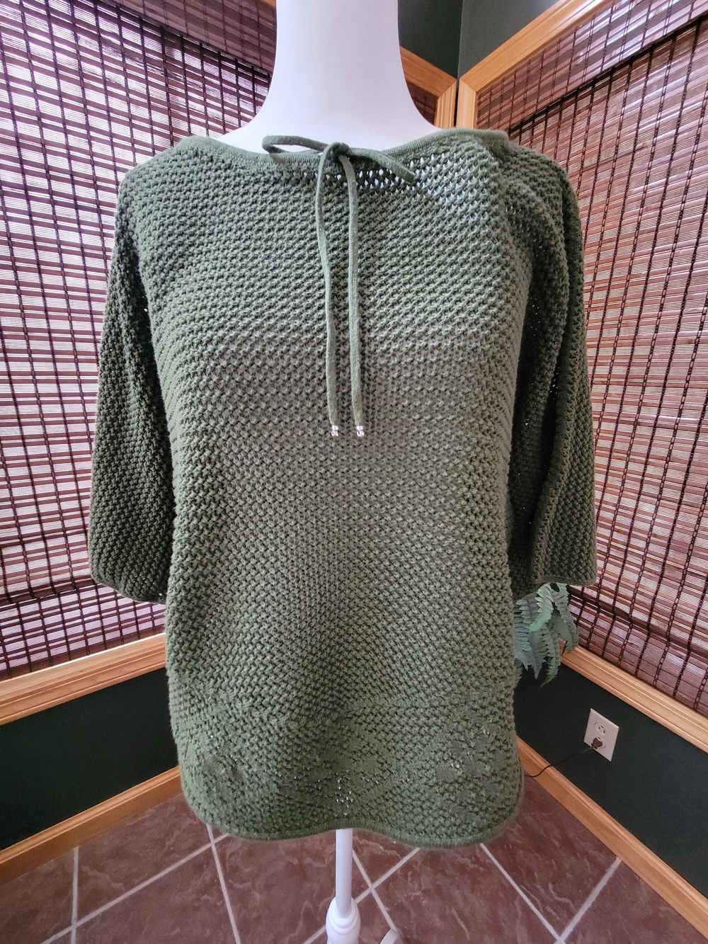 Susan Bristol Olive Crochet Sweater Cottagecore